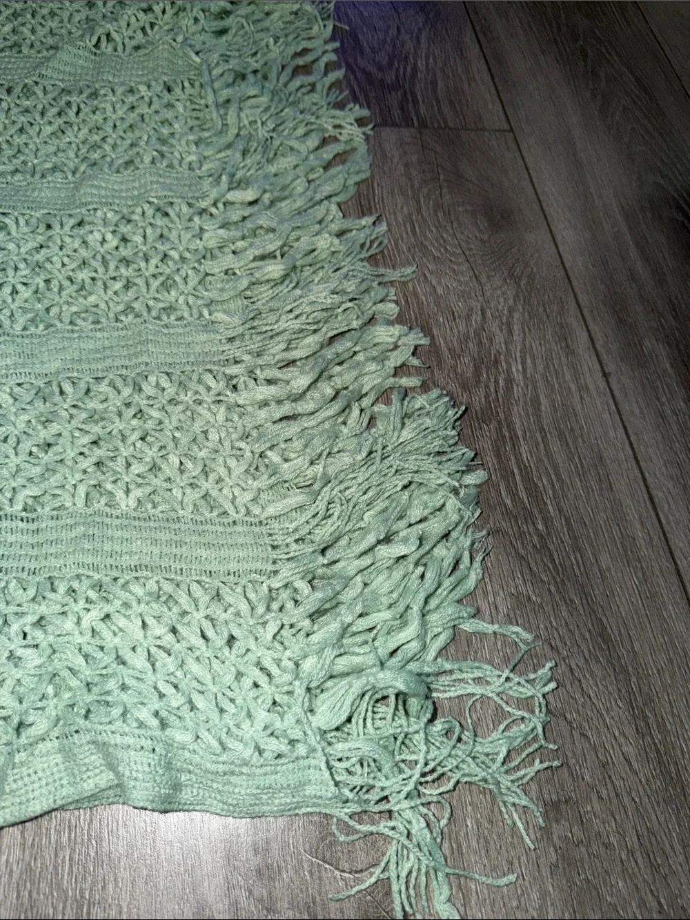 Light Mint Green Knit Throw Blanket with Fringe - Home Accents